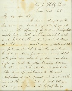 Lettre de George Wyckoff, Camp Holly, Tennessee, à Joséphine, 11 juin 1863 - George W. Wyckoff