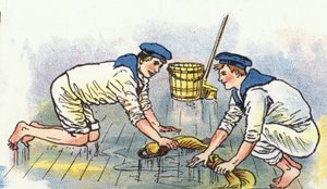 Nettoyage du pont (lithographie en couleur)