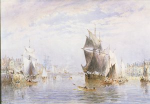 Petite embarcation sur la rivière à Whitby près du pont de Whitby, 1877