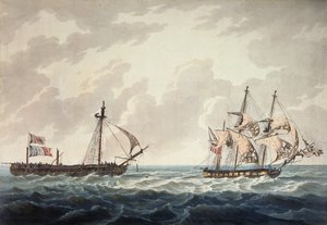 Le Sloop de Sa Majesté, Bonne Citoyenne, remorquant la frégate française, La Furieuse, après l