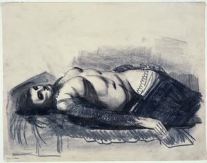 Odalisque (crayon on paper) - George Wesley Bellows