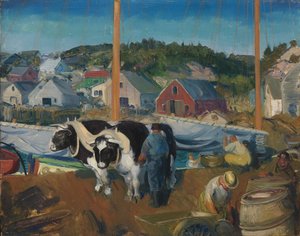 Équipe de bœufs, quai à Matinicus, 1916 - George Wesley Bellows