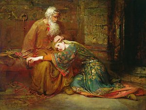 Cordelia réconfortant son père, le roi Lear, en prison - George William Joy