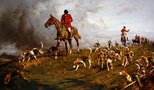 Chasseurs et chiens allant chasser - George Wright
