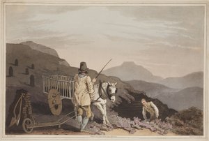 Le chariot de tourbe, de The Costume of Yorkshire, gravé par Robert Havell, 1814 - George after Walker