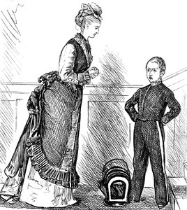 Une mère disciplinant son enfant turbulent - George du Maurier