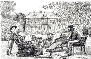 Gravure représentant des meubles en osier typiques. Illustré par George du Maurier (1834-1896) un caricaturiste et auteur franco-britannique - George du Maurier