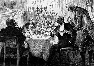 Une famille de la haute société à table
