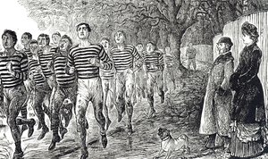 Caricature représentant une séance de santé et de fitness - George du Maurier