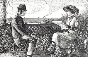 Caricature représentant un mari et une femme - le mari est responsable des dettes de sa femme à moins qu