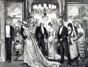 Caricature représentant une soirée élégante dans une maison victorienne - George du Maurier