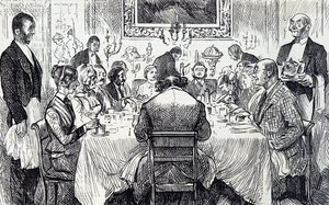Dessin animé représentant une soirée élégante dans une maison victorienne - George du Maurier