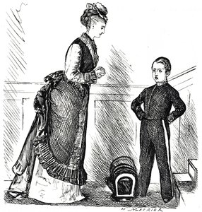 Dessin humoristique représentant un enfant insolent désobéissant à sa mère - George du Maurier