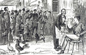 Caricature représentant les débuts des visites guidées de Thomas Cook - George du Maurier