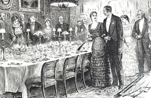 Dessin animé intitulé "Aller dîner" représentant un jeune couple entrant dans une salle à manger
