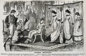 Caricature de George du Maurier sur le mouvement esthétique à la mode dans les arts décoratifs. De 
