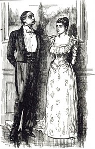 Caricature de Georges du Maurier illustrant un homme et une femme en conversation lors d