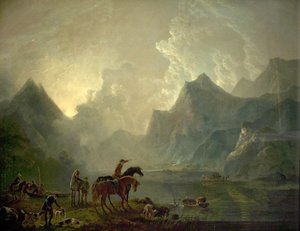 Lac de Llanberis et château de Dolbadarn, nord du Pays de Galles - George the Elder Barret