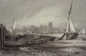 Palais de Lambeth et église depuis Millbank - George the Younger Barret