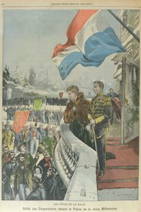 Procession des corporations à La Haye devant la reine Wilhelmine des Pays-Bas pour célébrer son mariage avec le duc Henri de Mecklembourg, février 1901 - Georges (after) Carrey