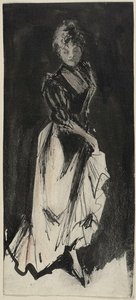 Femme soulevant sa jupe pour marcher - Georges Alfred Bottini