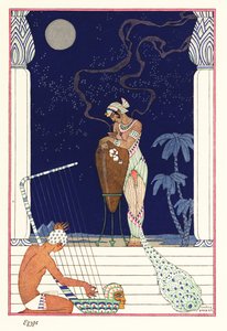 Une reine sent le parfum brûlé, Égypte ancienne - Georges Barbier