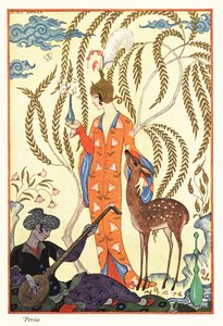 Une femme tient un flacon de parfum, Perse ancienne - Georges Barbier