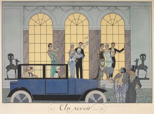 Au revoir. Des gens partant en voiture. Des gens en tenue de soirée.