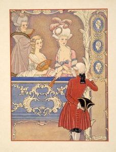 Cécile de Volanges et Marquise Isabelle de Merteuil au théâtre, illustration de 