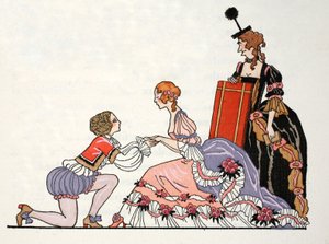 Cendrillon avec le Prince Charmant, sa belle-mère regarde - Georges Barbier