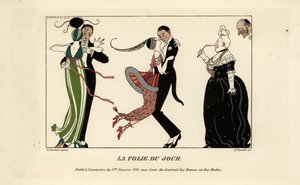 Couples à la mode dansant énergiquement à un bal - Georges Barbier