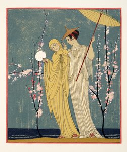 La Rencontre, illustration des Chansons de Bilitis, par Pierre Louÿs, pub. 1922