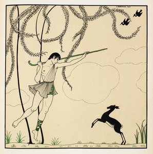 "Narcisse". Scène de Narcisse, un ballet classique en un acte. Narcisse a été créé en 1911 à Monte Carlo. Le garçon danse en l