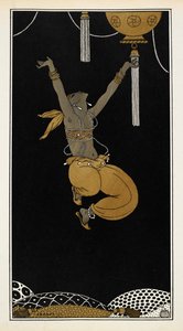 Nijinsky en esclave doré dans Shéhérazade, une suite symphonique composée par Nikolaï Rimski-Korsakov en 1888. Nijinsky est en l