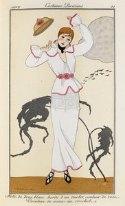 Robe de drap blanc bordée d
