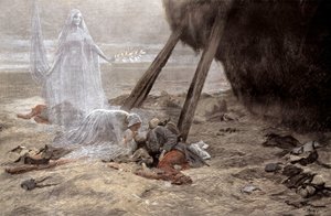 Deux femmes blanches apparaissant à un soldat mourant - Georges Bertin Scott
