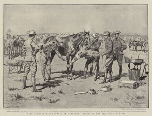 Avec le colonel Baden-Powell à Mafeking, inspectant les lignes des chevaux malades