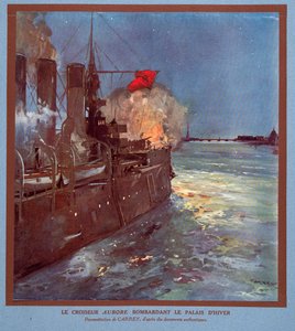 Le croiseur, Aurora, tirant sur le Palais d