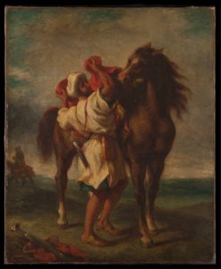Arabe sellant son cheval - Georges Décote