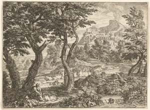 Paysage avec un voyageur se reposant