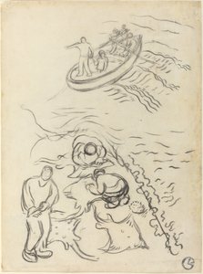 Étude pour "Les Pêcheurs" et hommes vidant des raies - Georges Lacombe