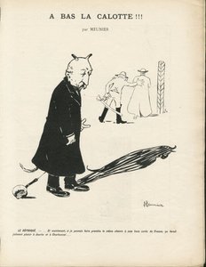 Illustration de Georges Meunier (1869-1934) dans Le Panache, magazine royaliste illustré, 20/01/04 - Royalisme, Religion Foi - Combes Emile, Diable - Animalisation - Georges Meunier