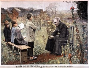 Le catéchisme (prêtre et enfants dans le jardin) par Georges Meunier, Musée du Luxembourg - dans Le Petit Journal du 5 juin