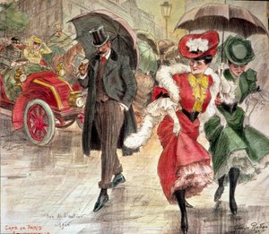 Un beau moment : les petites trottins, jeunes femmes courant sous la pluie, l