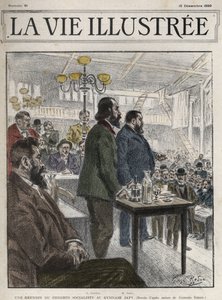 Congrès général des organisations socialistes, tenu à Paris en décembre 1899, au Gymnase Japy - Jean Jaurès (1859-1914) et Eugène Fournier (1857-1914) dessin de Georges Redon - la vie illustrée de 1899