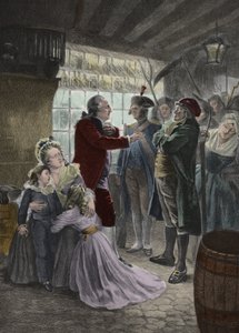 Révolution française : 21 juin 1791 La famille royale (Louis XVI roi de France, la reine Marie-Antoinette et leurs deux enfants Madame Élisabeth la sœur du roi et la gouvernante des enfants) rattrapée à l