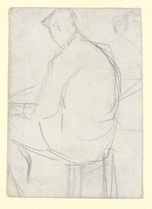 Homme assis sur un tabouret