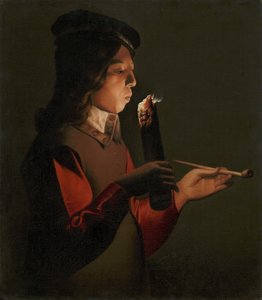 Un jeune garçon avec une pipe, soufflant sur un brandon - Georges de La Tour