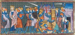 Charlemagne prenant 2 châteaux, tiré de Chroniques de France ou de St Denis, 14e siècle (22095303133)
