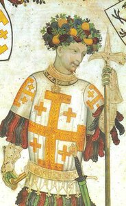 Manfred Ier de Saluzzo représenté en Godefroi de Bouillon, fresque de Giacomo Jaquerio, 1420 (25958141210)